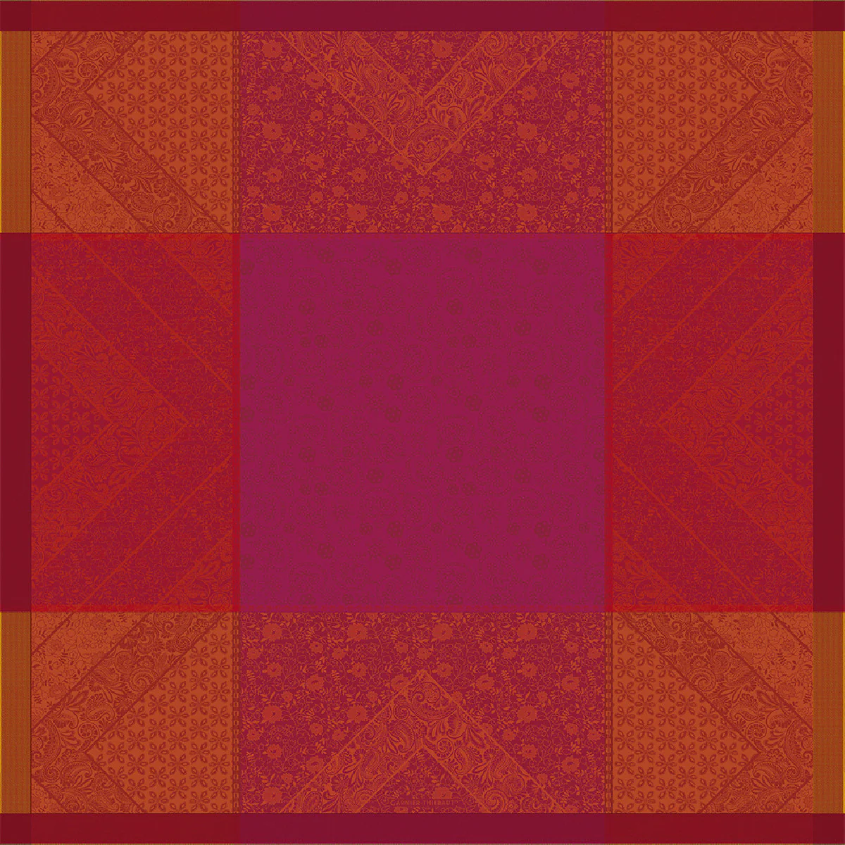 Nappe antitache déperlant pur coton rouge 115x115 Garnier Thiebaut
