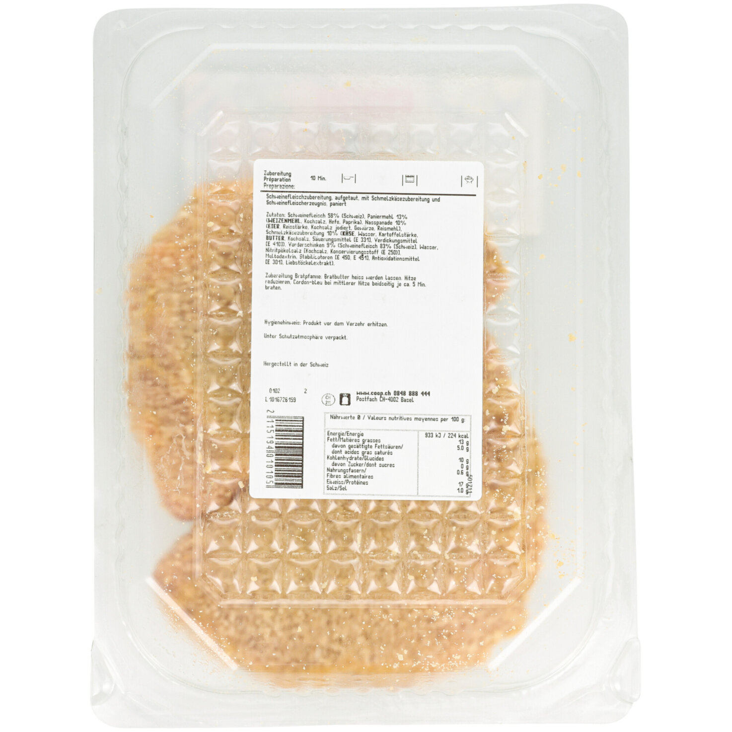 Betty Bossi Naturafarm Schweinshalscordonbleu .ca. 350g