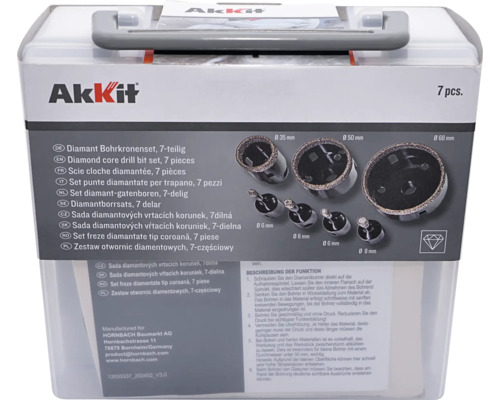 Akkit Diamantboorset M14 7-delig voor haakse slijpers