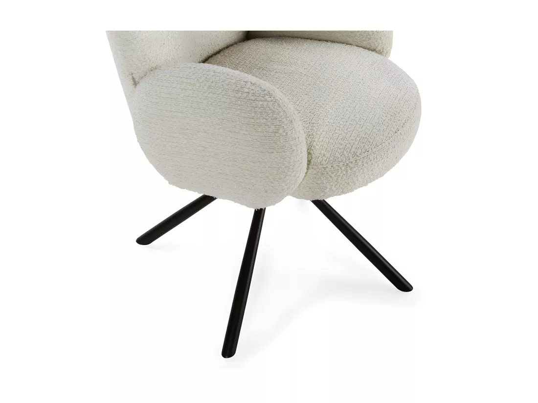 Douro - Chaise de bureau en tissu bouclette et métal - Écru