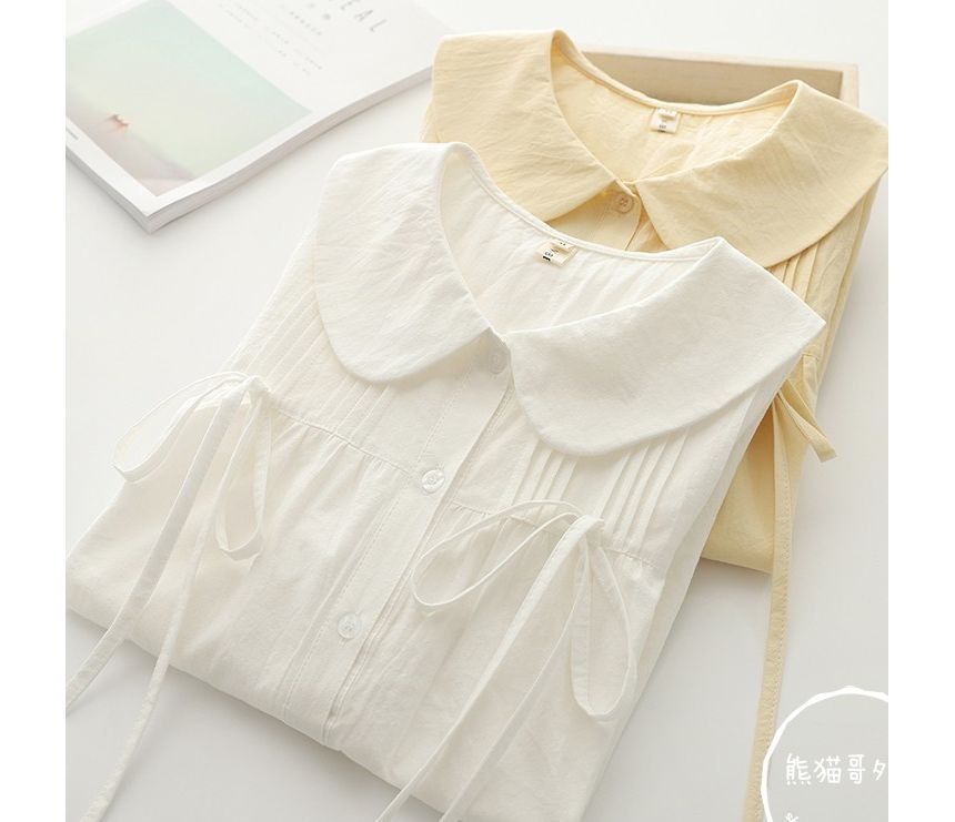PANDAGO - Babydoll-blouse met korte mouwen en effen kleur