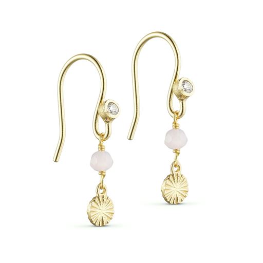 Pure By Nat Øreringe, Gold Plated Rose Jade