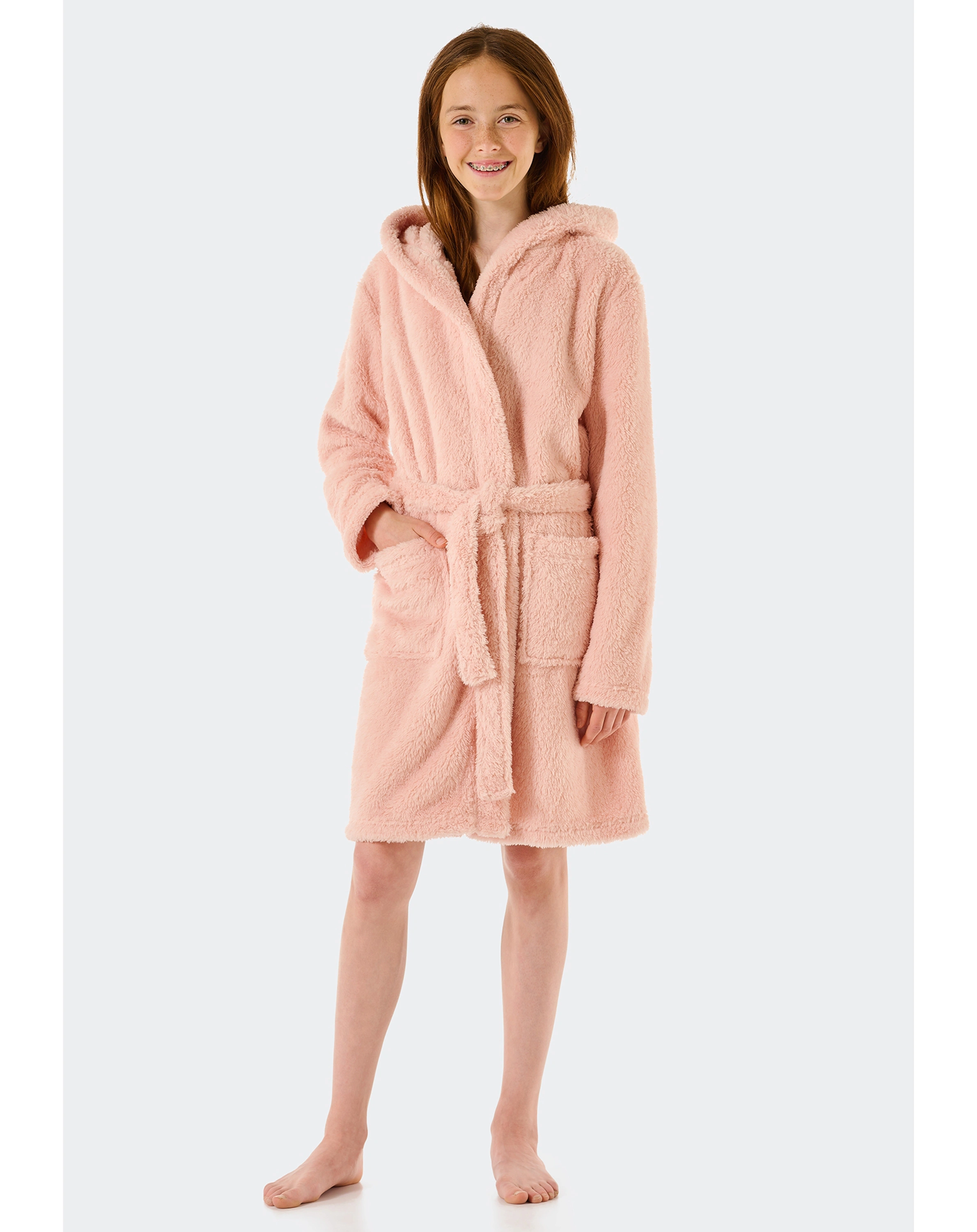 Fleece-Bademantel TEDDY in rosé