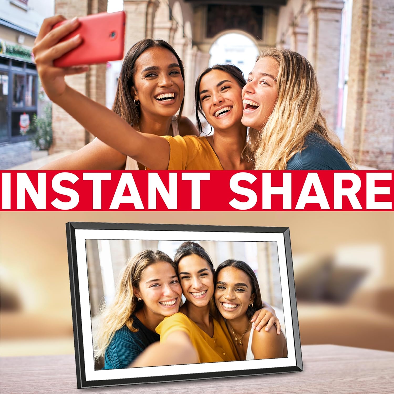 AGFA Photo Realiview APF1560WIFI – Digitaler Fotorahmen mit WLAN und integriertem 32-GB-Speicher – Fotos und Videos sofort teilen, hochauflösender 15,6-Zoll-Touchscreen – Schwarz