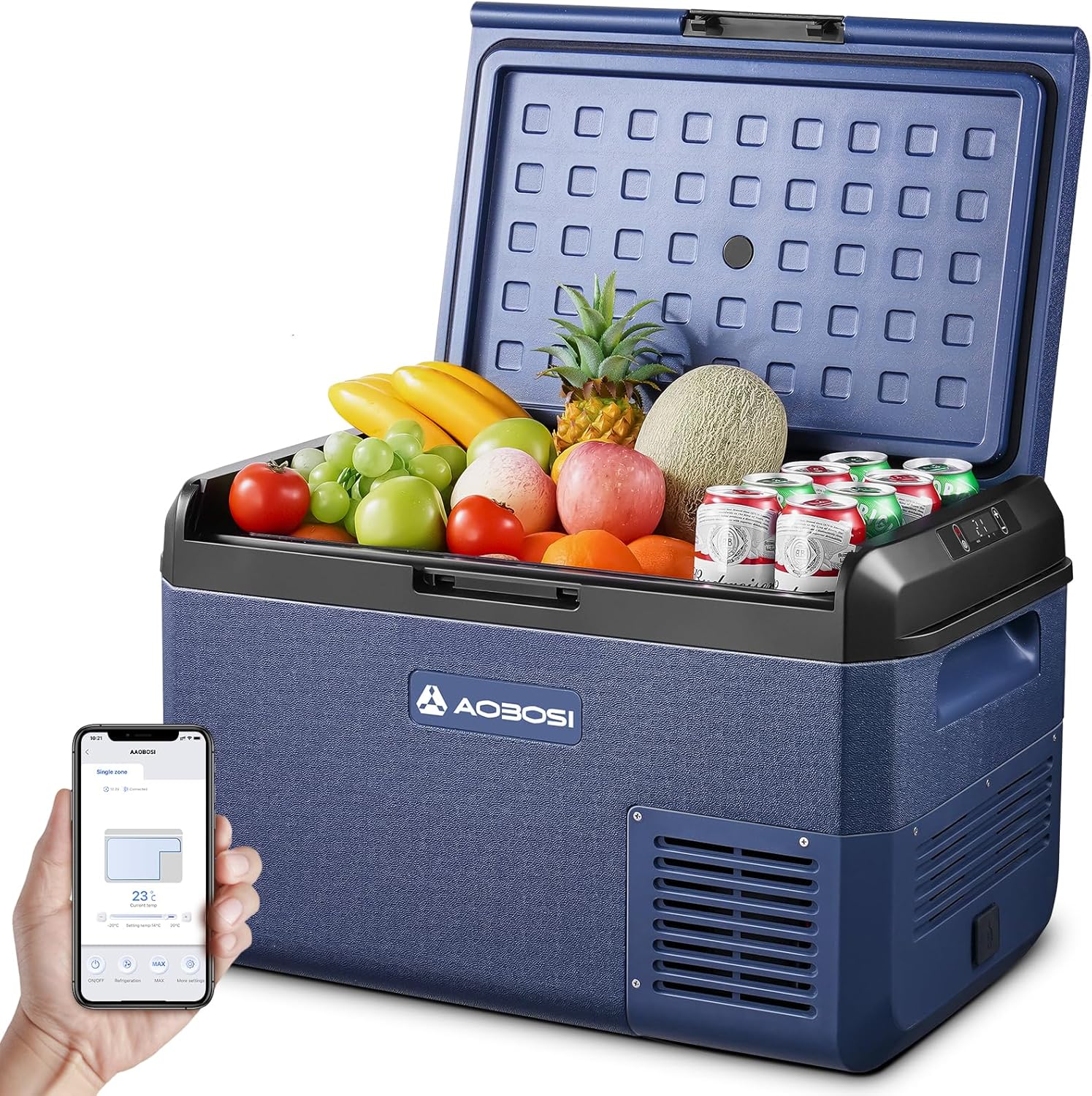 AAOBOSI Kompressor Kühlbox 40L, Elektrisch Kühlbox 12V/230V, IPX4 Wasserdicht, -20°C bis 20°C Auto Kuhlbox Ideal für Auto, LKW, Boot, Camping, Reisen, Fischen, Garten & Outdoor-Aktivitäten