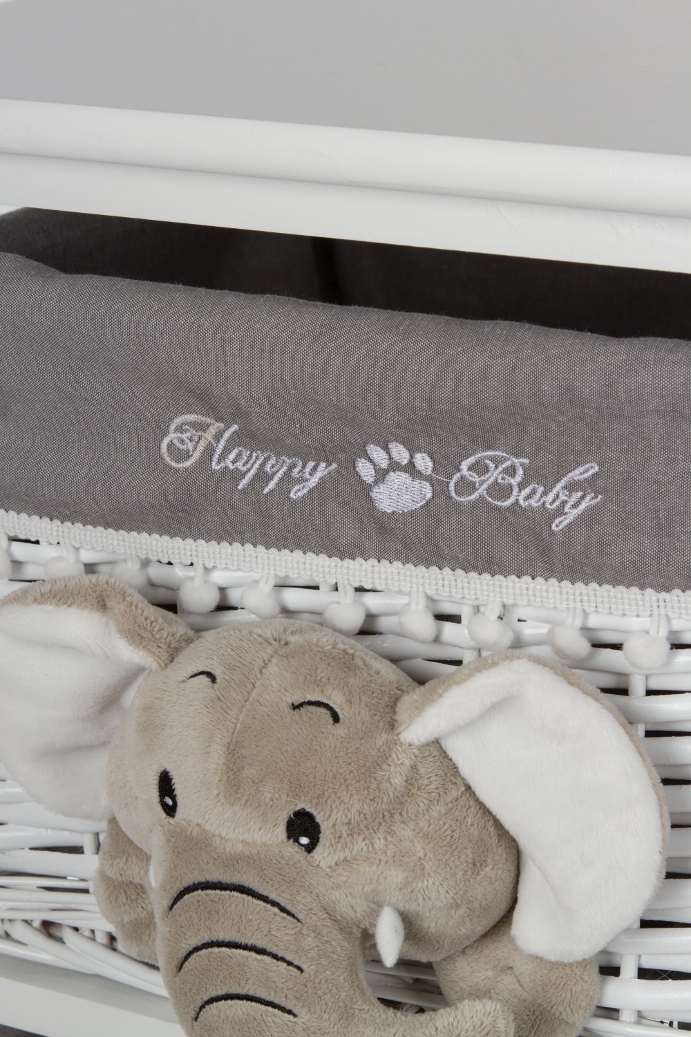 Kommode HAPPY ELEFANT - weiß-grau - mit 3 Körben