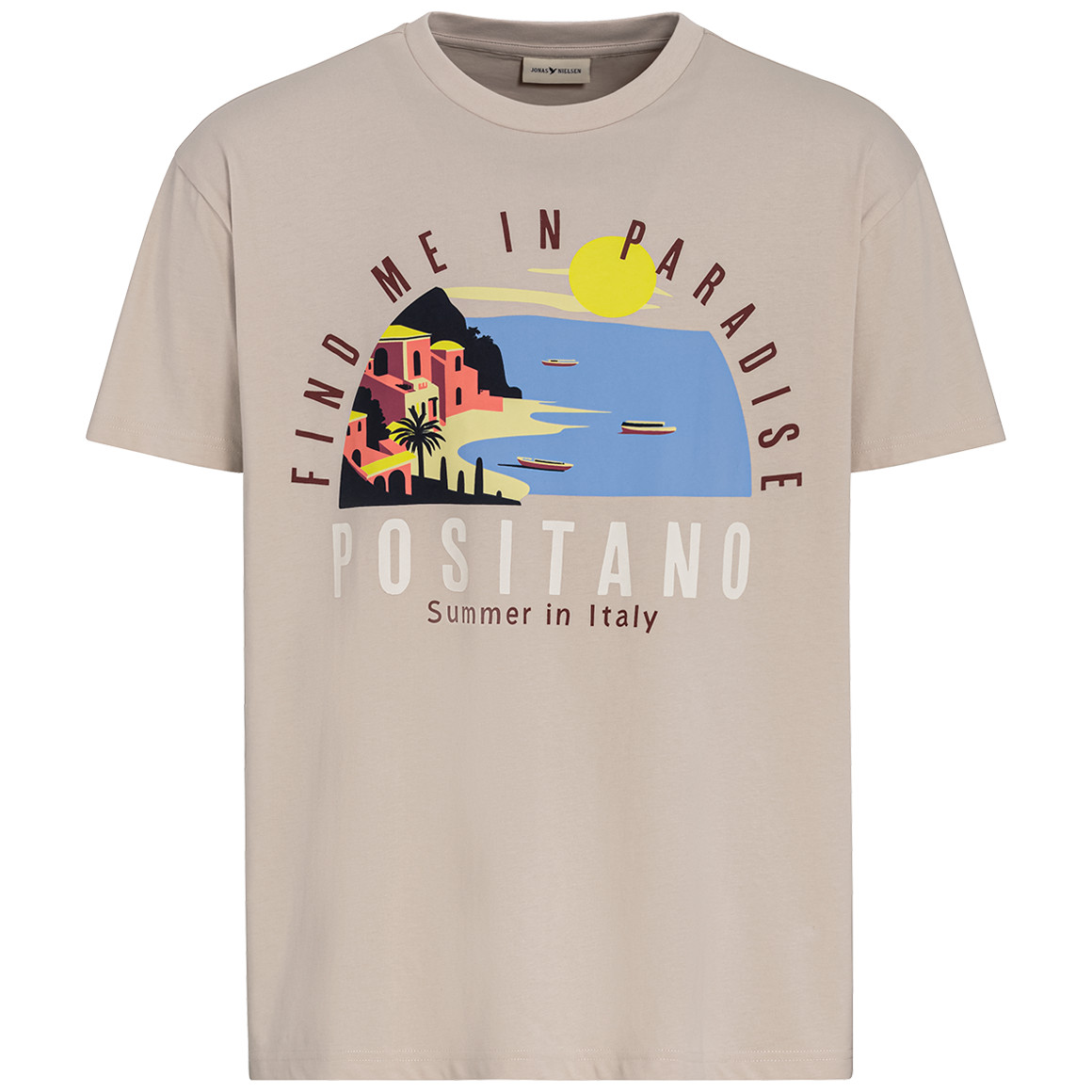 Jonas Nielsen Herren T-Shirt mit großem Print beige