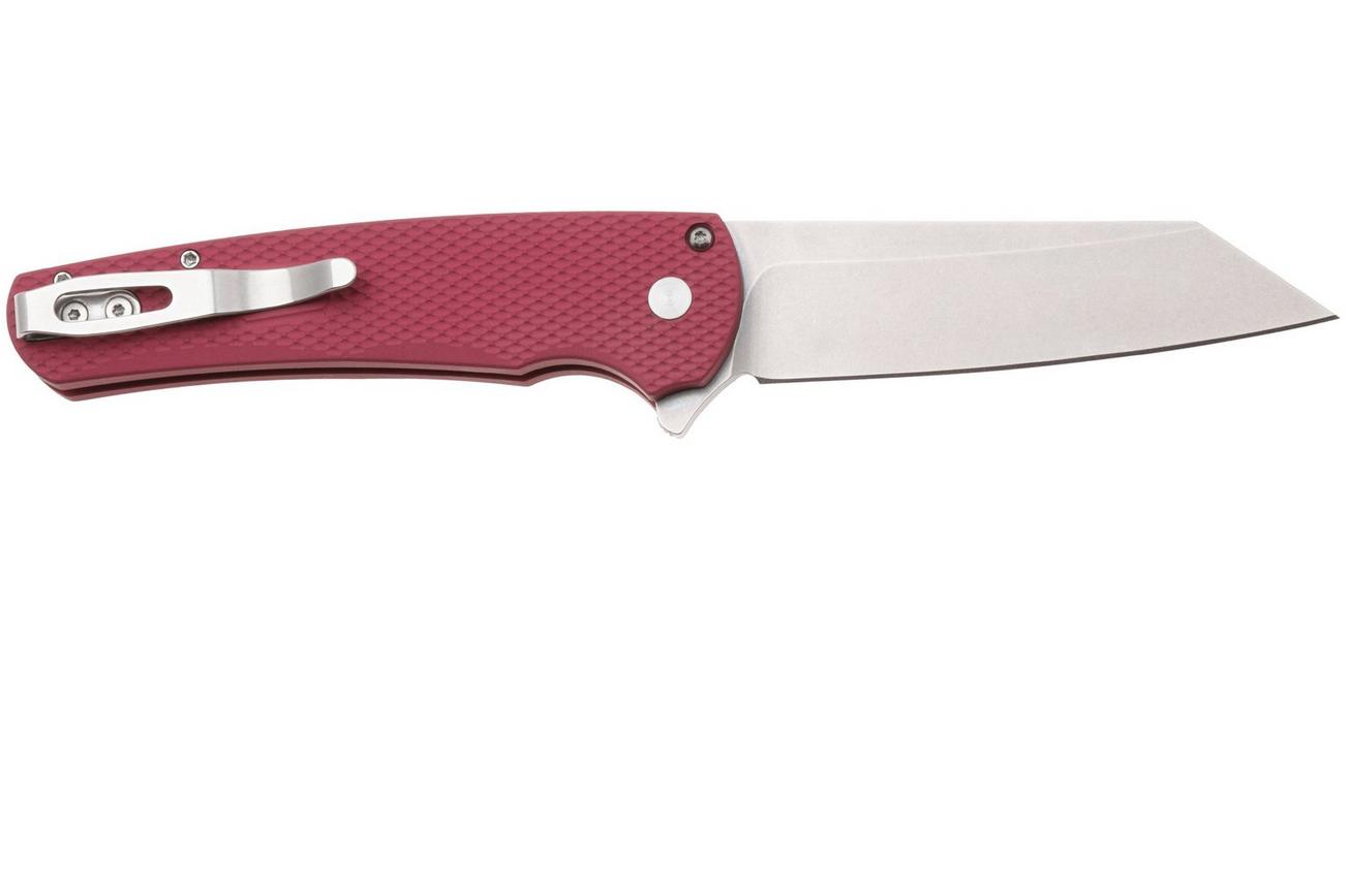 Pro-Tech Malibu 5405-LTD-RED, Stonewashed CPM MagnaCut, Reverse Tanto, Polished Clip, Red Textured Aluminium, zakmes