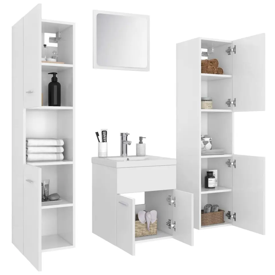 vidaXL - Badkamermeubelset - Wit - Bewerkt hout - 41 x 38.5 x 46 cm