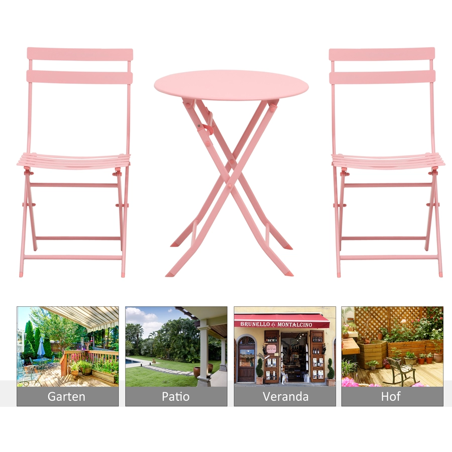 Outsunny Gartenmöbel-Set im kompaktem Design rosa