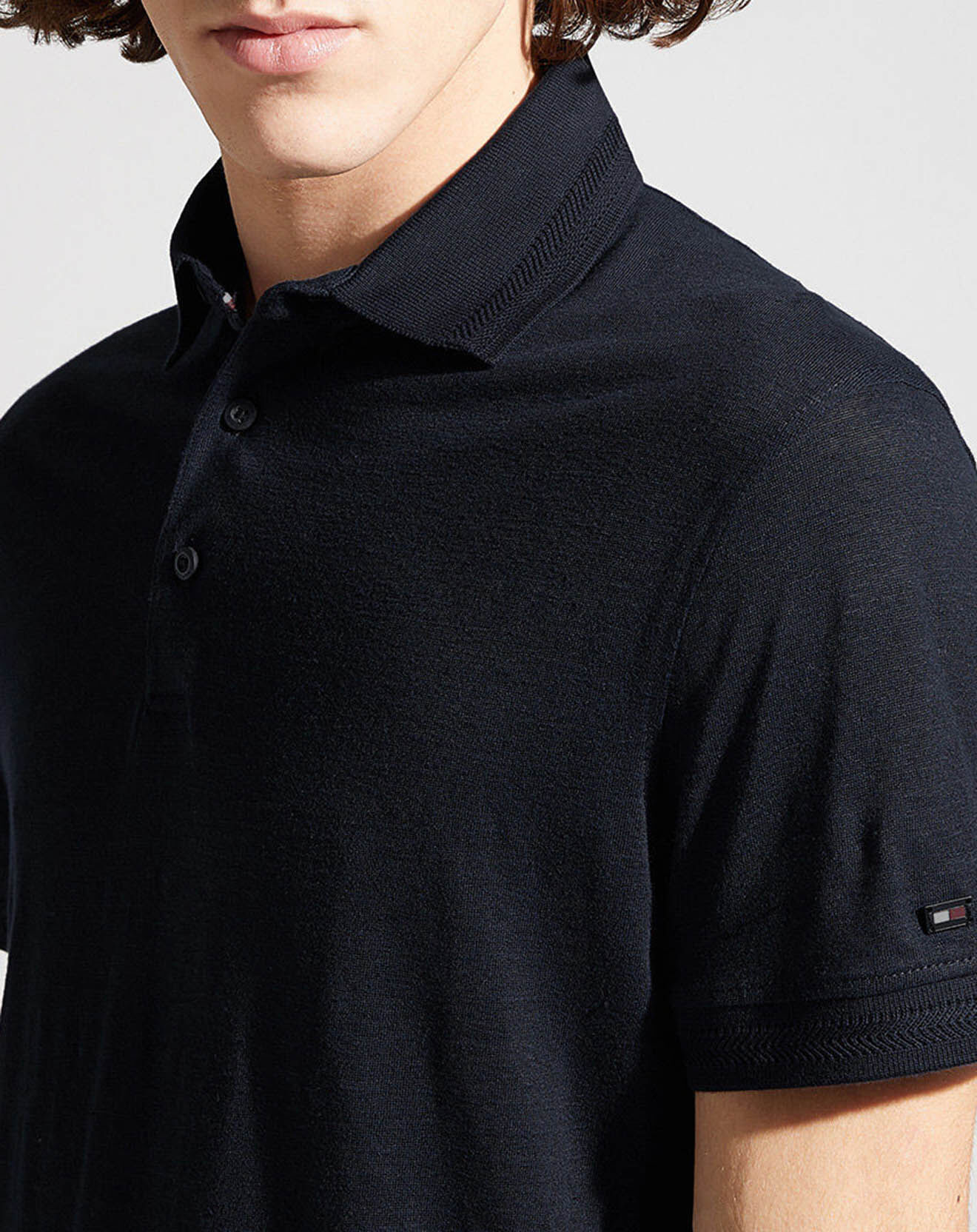 Tommy Hilfiger Polo en Lin mélangé Premium bleu marine