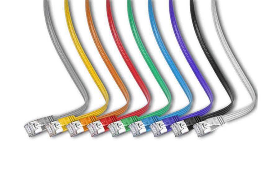 Slimpatchkabel RJ-45 - RJ-45, Cat 6, STP, 1 m, GelbGeschirmtes Twisted-Pair-Kabel (STP) mit Klinkenschutz