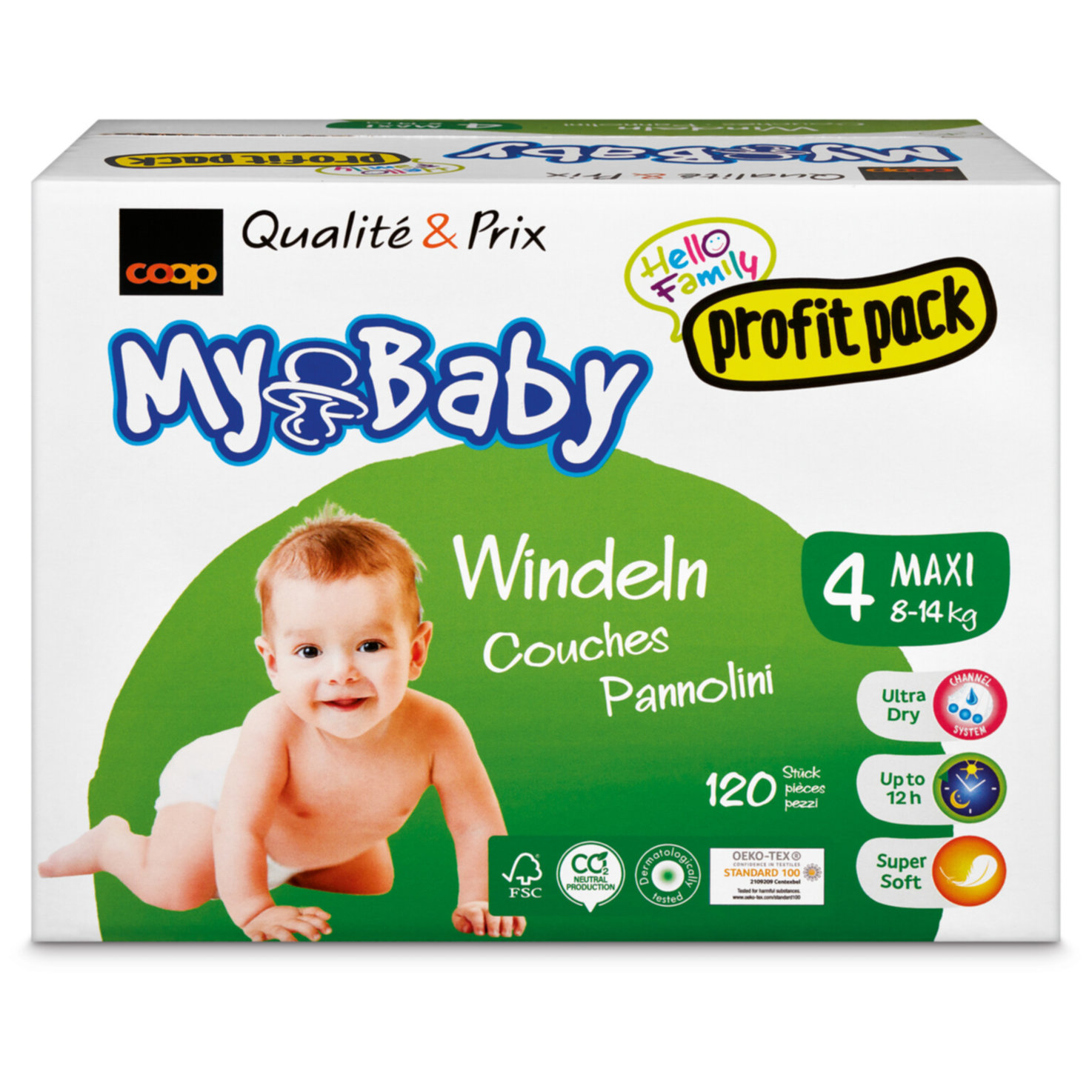 My Baby Windeln Grösse 4 Maxi Profit Pack, 8-14kg, 120 Stück