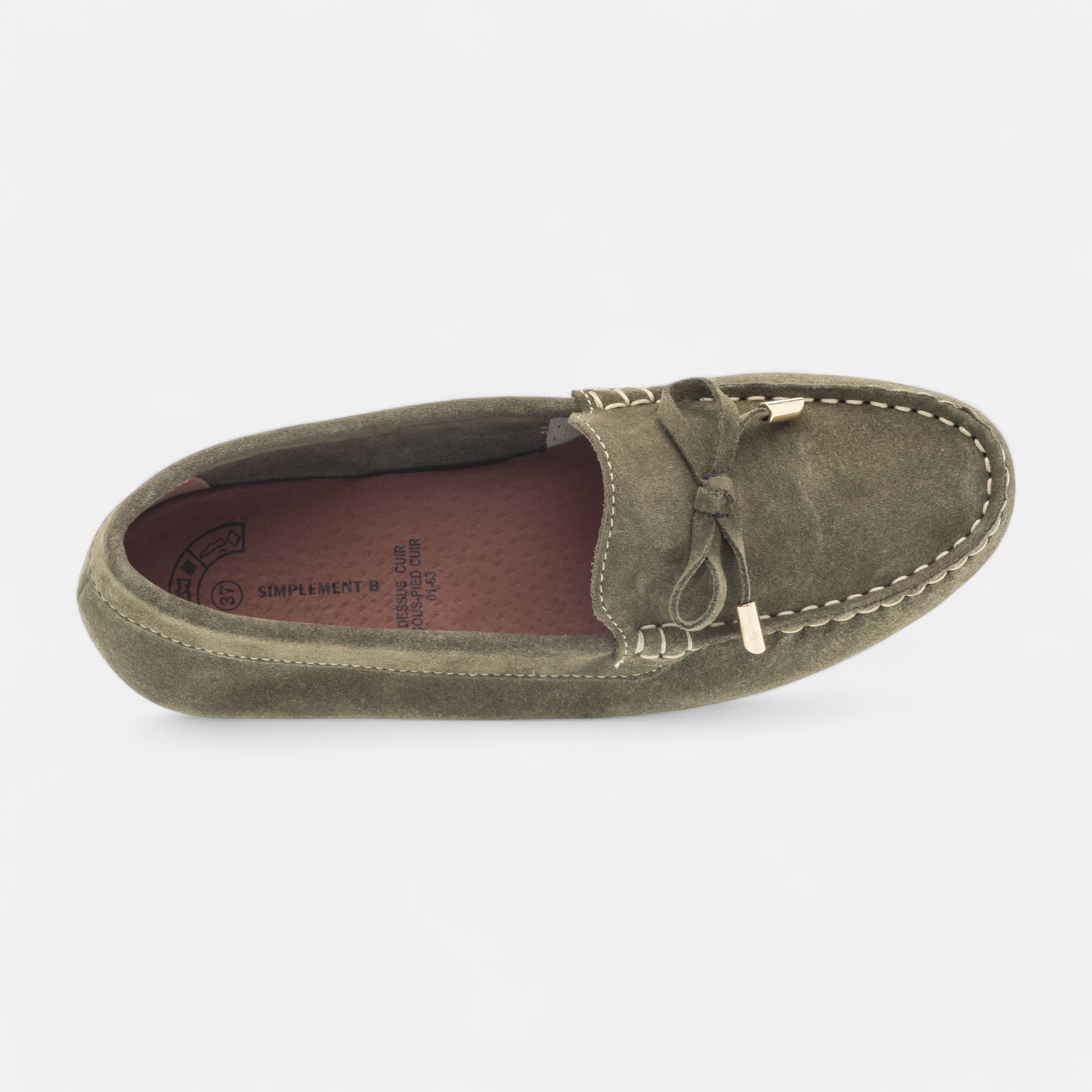 Mocassins Femme en cuir kaki