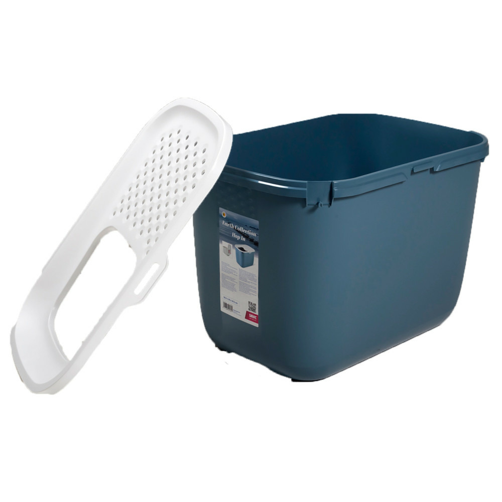 Maison de toilette hop in bleu entrée par dessus 58 x 39 x 40 cm pour chat