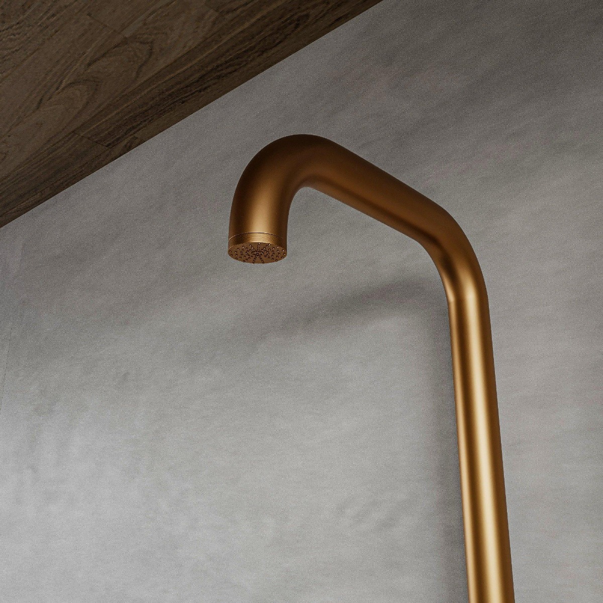 FortiFura Outdoor Original buitendouche met handdouche geborsteld koper