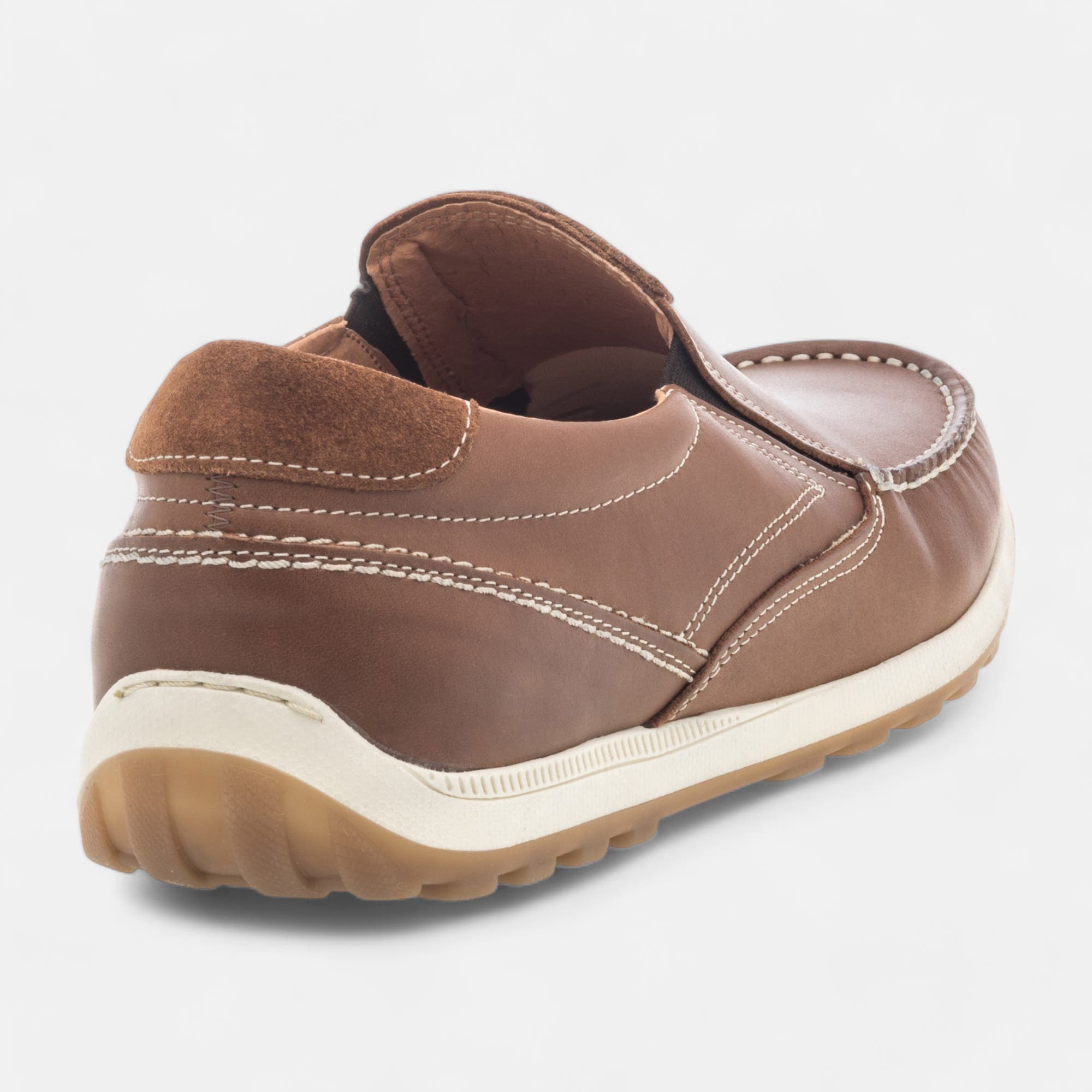 Mocassins pieds sensibles Homme en cuir cognac