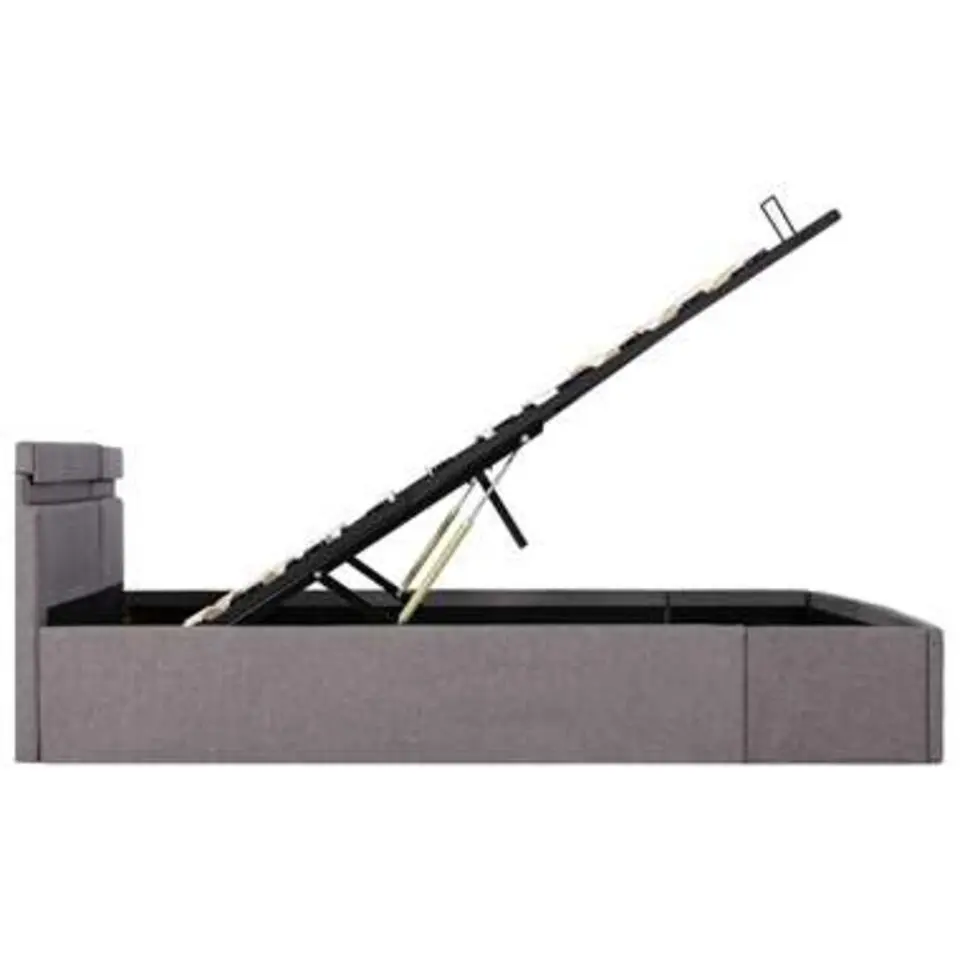 vidaXL - Bed met opbergruimte en LED - Hydraulische - Taupe - stof - 160x200 cm
