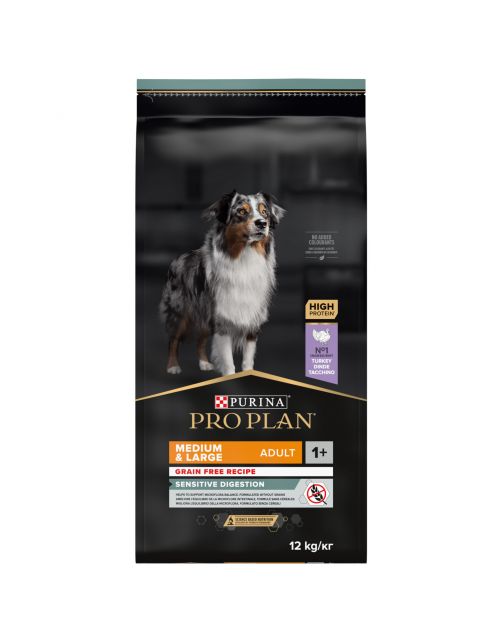 Pro Plan Dog Adult Medium & Large Sensitive Digestion Grain Free Kalkoen - Hondenvoer