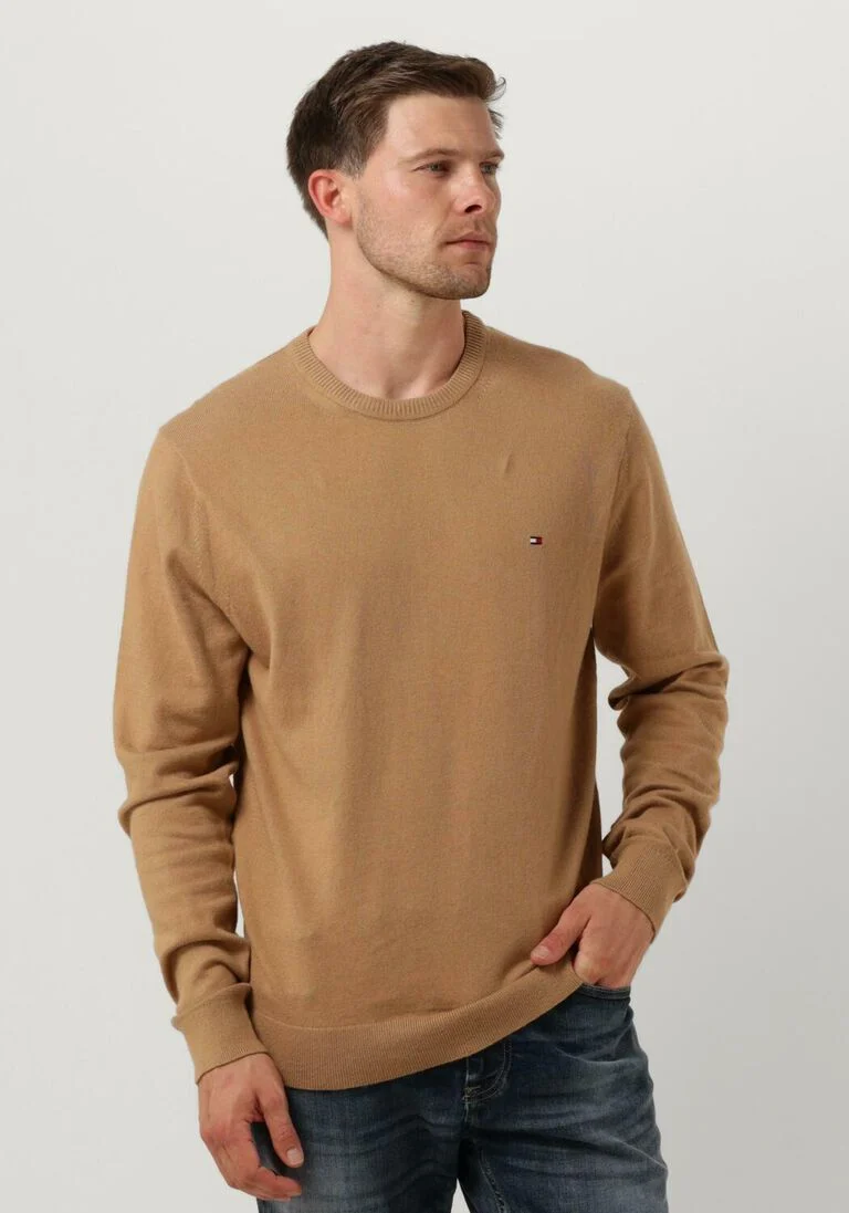 TOMMY HILFIGER bruine tommy hilfiger trui pima org ctn cashmere crew neck