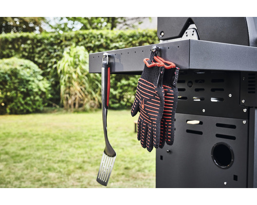 Char-Broil Professional Power Edition gasbarbecue met 2 branders, matzwart, inclusief opbergplank, dekselthermometer, geëmailleerde gietijzeren planchaplaat, vetopvangbak, grillrooster, uitklapbare zijtafel, zijplank, warmhoudrek.