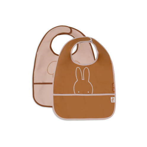 Lot de 2 bavoirs imperméables Miffy peekaboo - Wild rose/Caramel - JOLLEIN