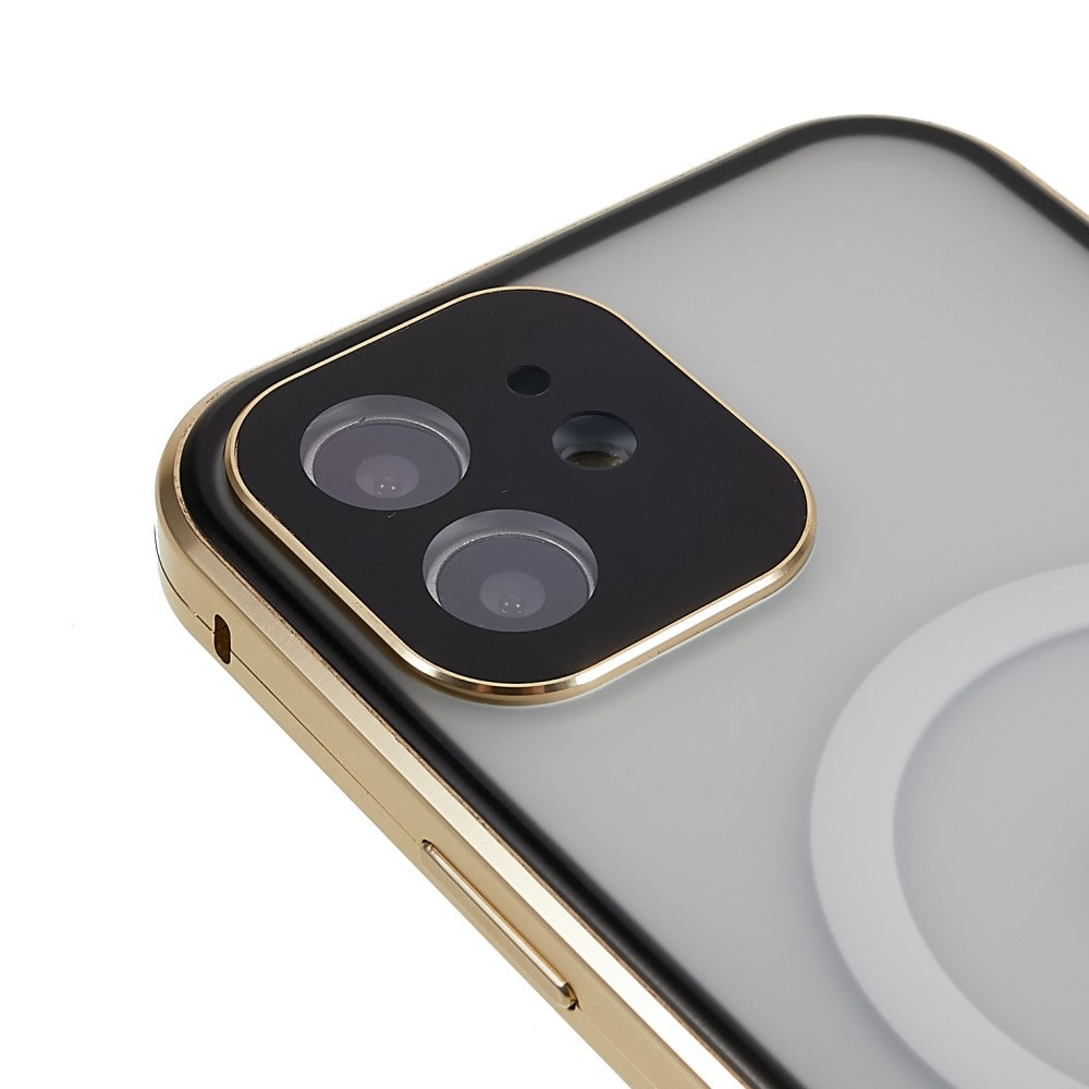 iPhone 12 MagSafe Magnetische Alu Schutzhülle mit Panzer Glas Backcover   Display- / Kameraglasschutz (Magnet-Technologie) - Gold