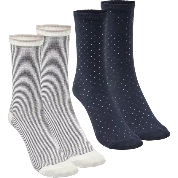 Damen Casual Socken Doppelpack Tupfen / Streifen navy Gr. 39 / 42