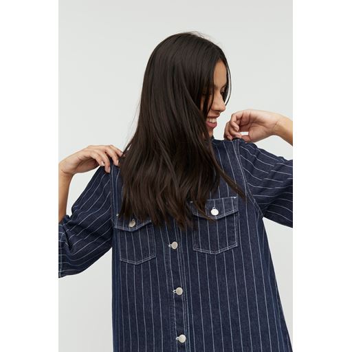 Global Funk Mira-G Kjole, Navy Pinstripe, M