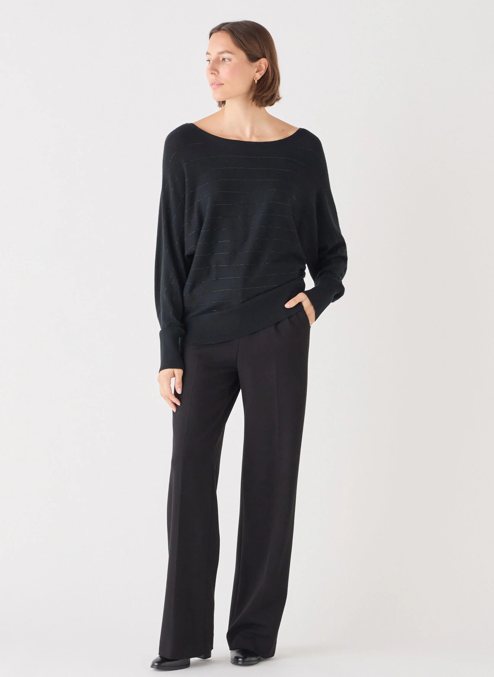 MIU4 - Pull ample col bateau | Noir