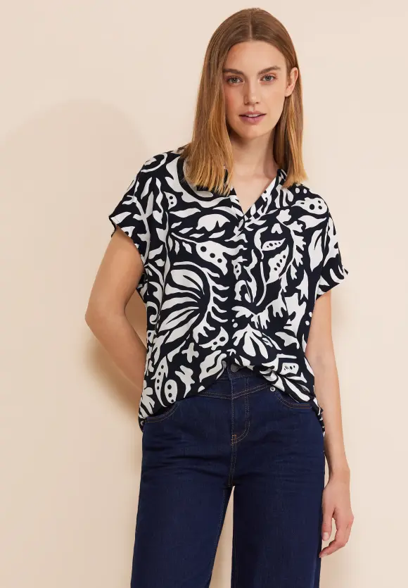 Print Blusenshirt - deep blue