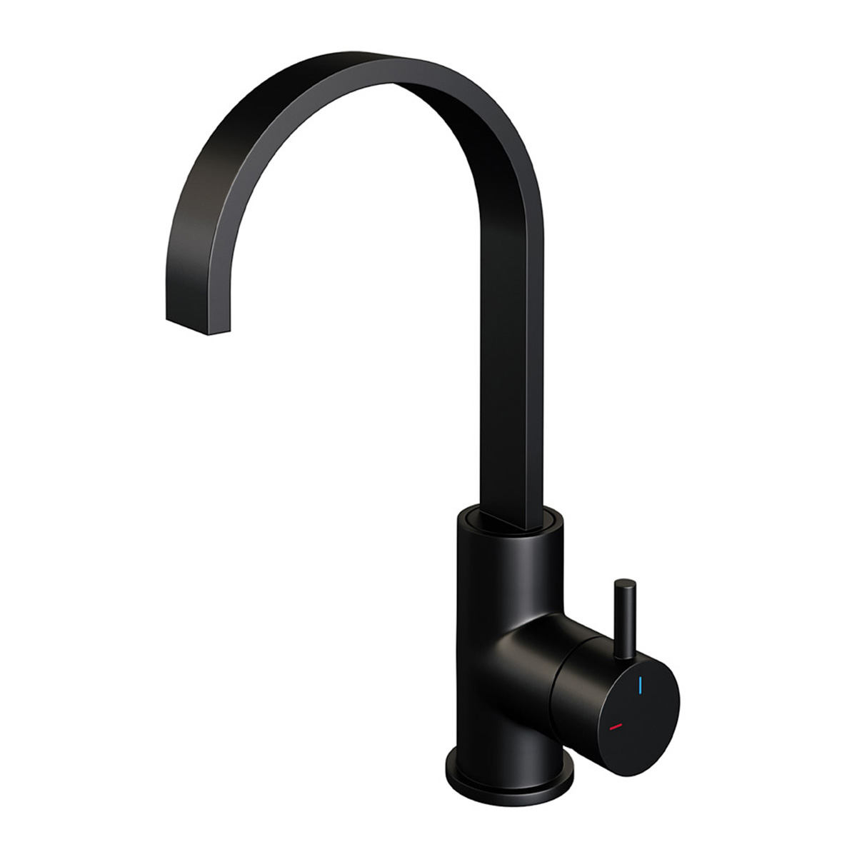 Brauer Black Edition ColdStart wastafelkraan hoog met draaibare platte uitloop model B zwart mat