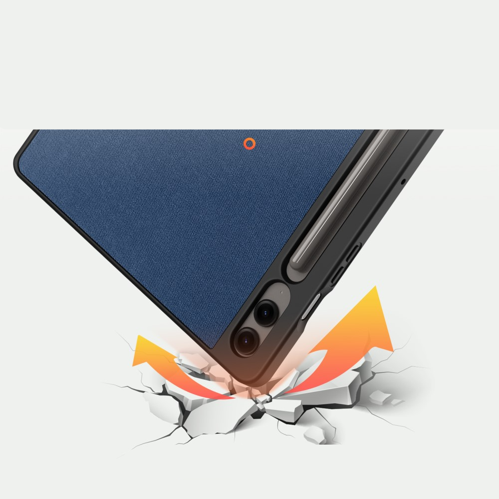 Samsung Galaxy Tab S9 FE  Plus Tasche Smart Cover Hülle Stoff Design mit S-Pen Halterung - Blau