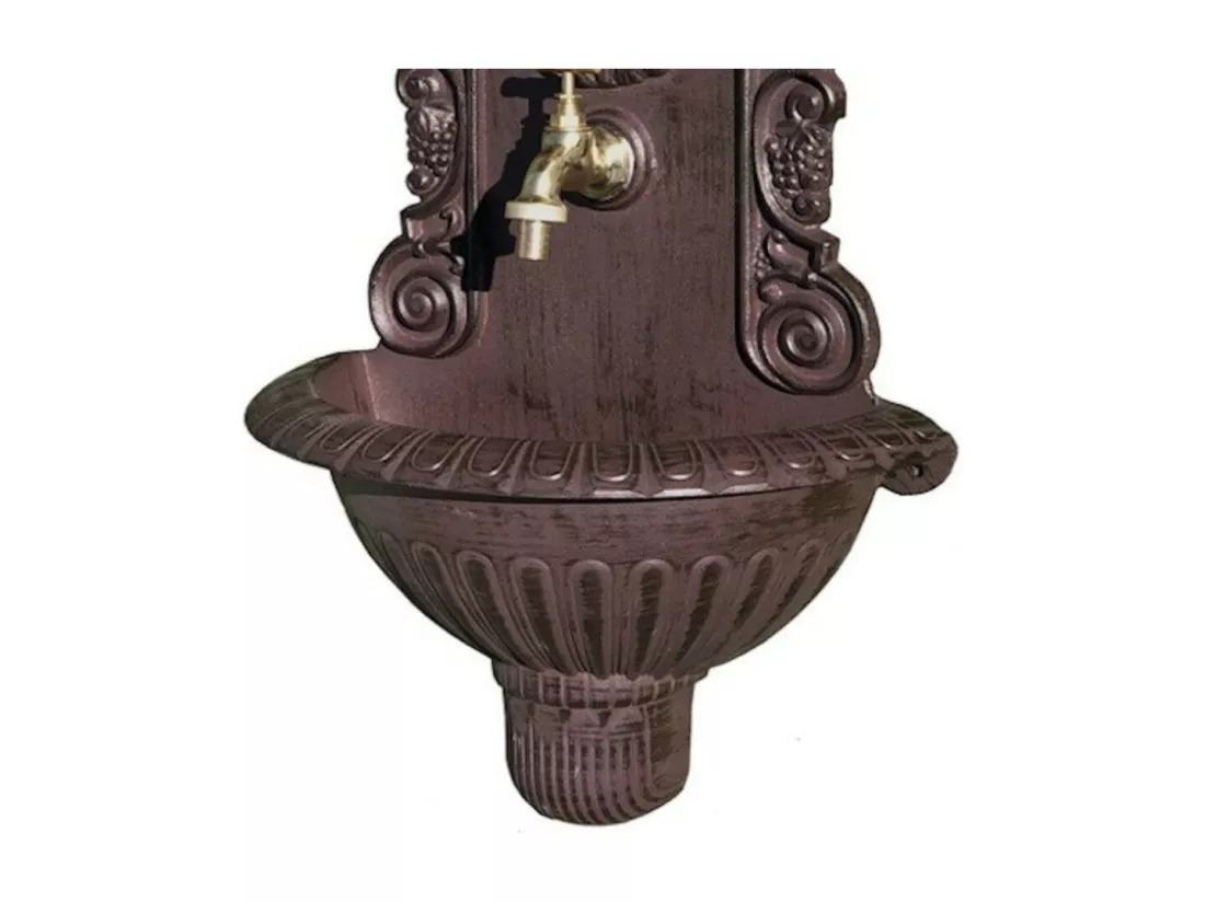 Fontaine de jardin murale extérieur fonte aluminium marron 37x60cm
