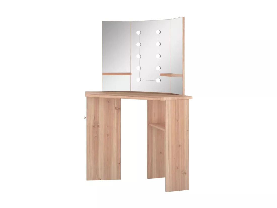 Coiffeuse d'angle avec LED Chêne 111x54x141,5 cm