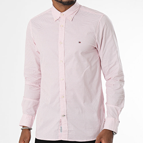 Chemise Manches Longues Slim Flex Mini Print 3762 Rose