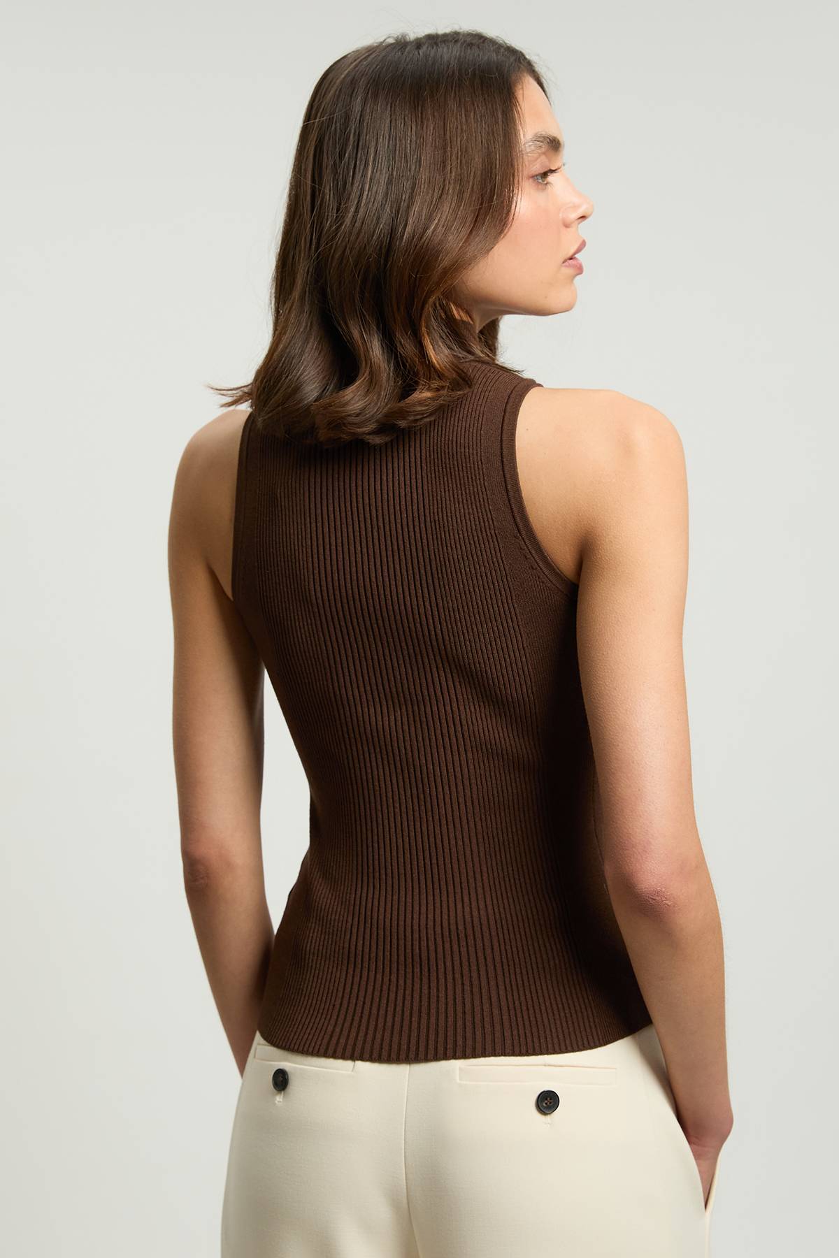 KarenMillen Gilet en maille côtelée en viscose mélangée