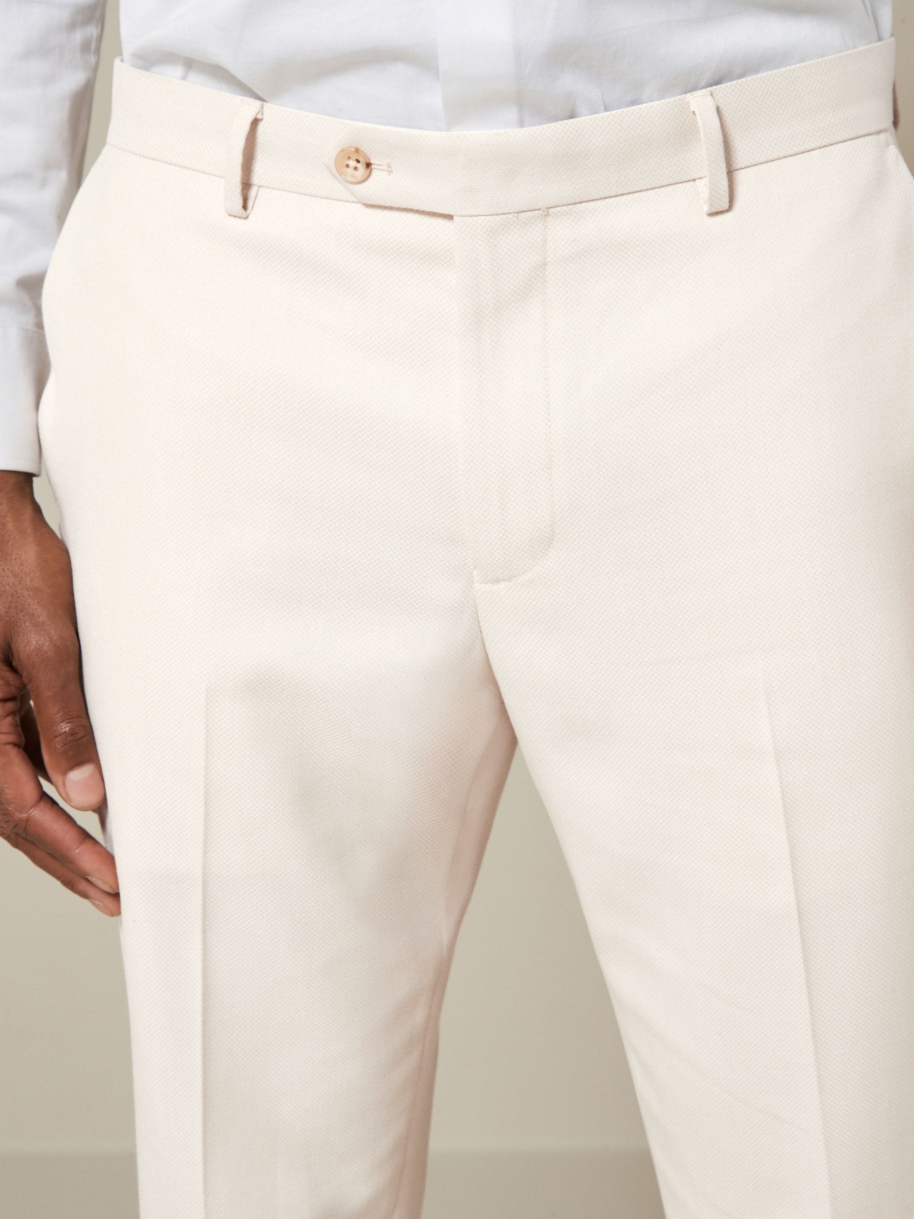 Ecru - Slim Fit - Kostuum met textuur: broek