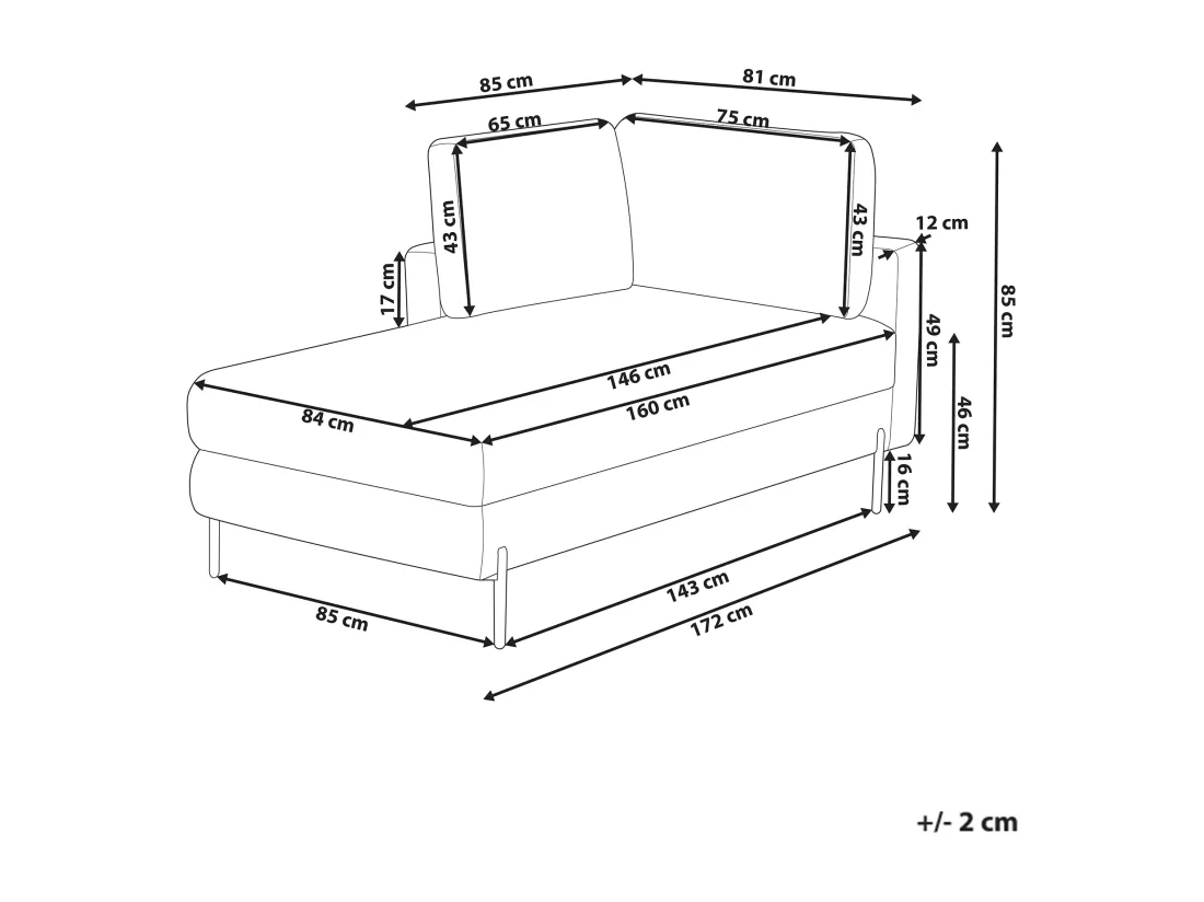 Chaise longue côté droit en cuir PU vert REBAIS