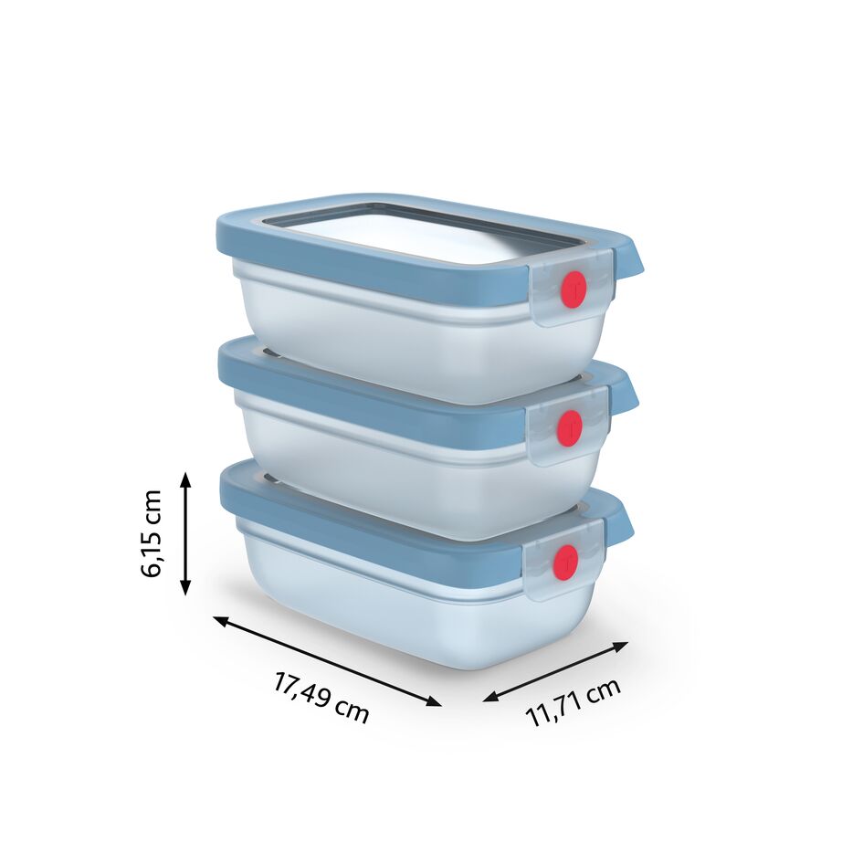 oneClick N1230510 vershoudbakje 3-delige set blauw (3x0,5L)