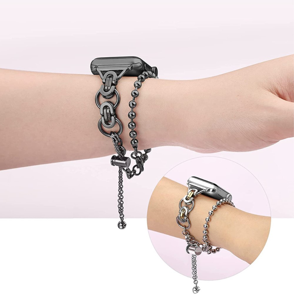 Apple Watch (49/46/45/44 mm) Edelstahl Armkettchen (Gelenkumfang: 155-245mm) - Schwarz