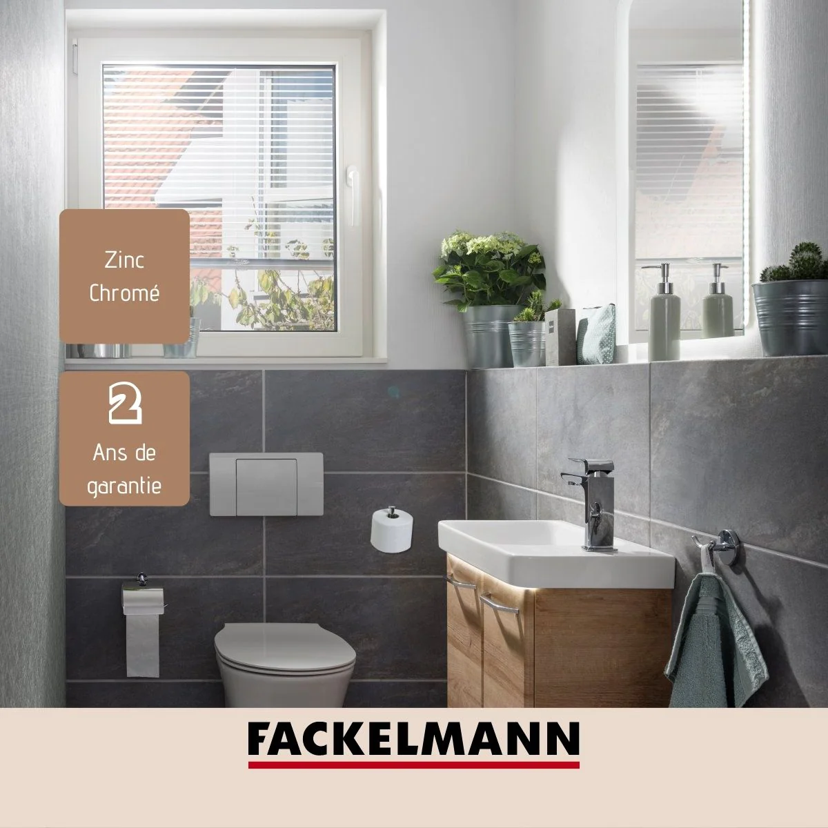 Support papier toilette mural droit gris chromé Mare Fackelmann
