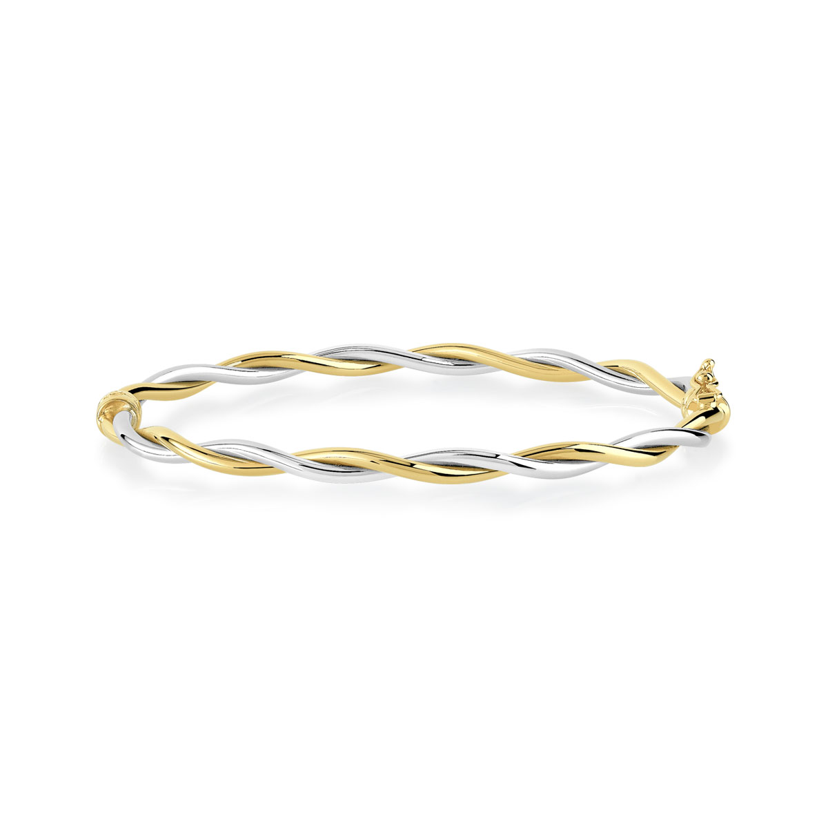 Bracelet jonc or 375 2 tons torsadé