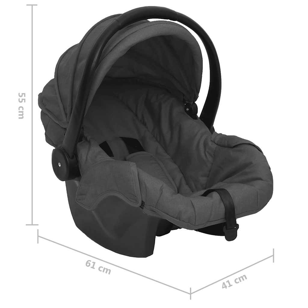 vidaXL 3-in-1 kinderwagen, donkergrijs en zwart, staal