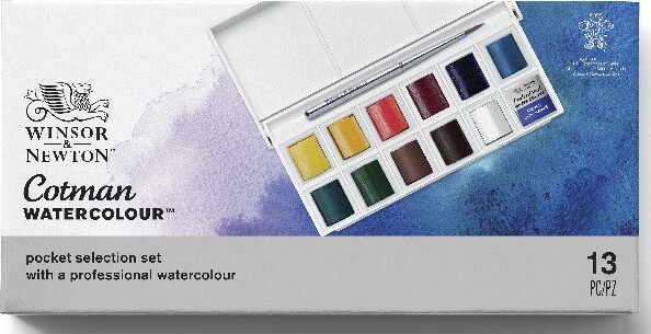 Winsor & Newton - Akvarelfarve Sæt - Pocket Selection - 13 Dele
