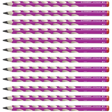 Ergonomischer Dreikant-Bleistift für Rechtshänder - STABILO EASYgraph in pink - 12er Pack - Härtegrad HB