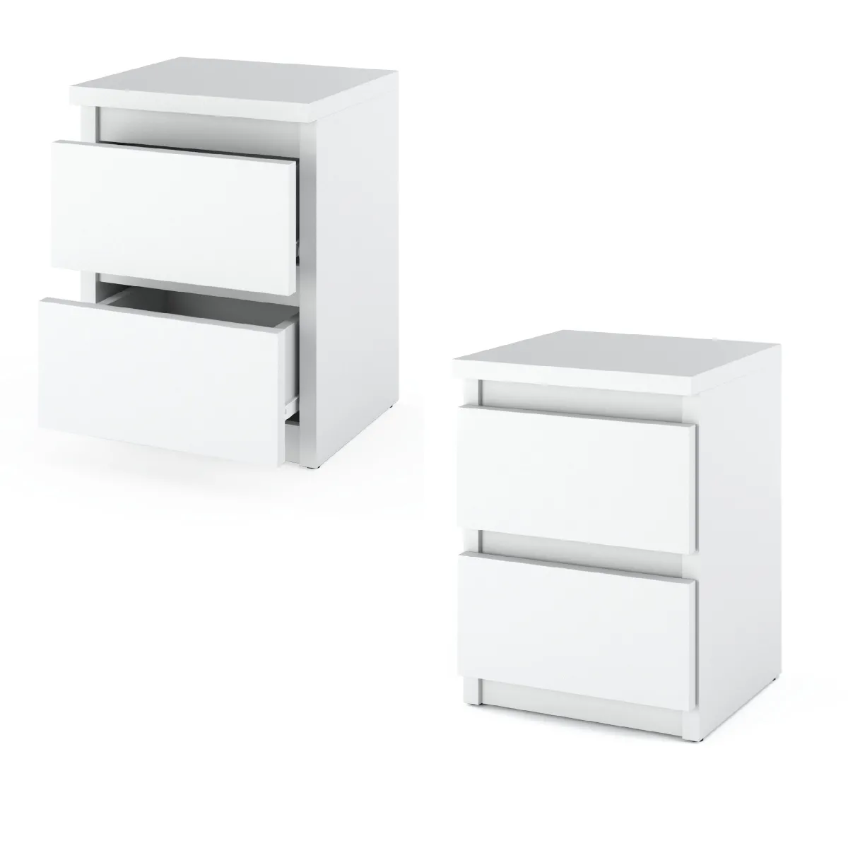 Table de chevet - Loft - 2 tiroirs - Blanc