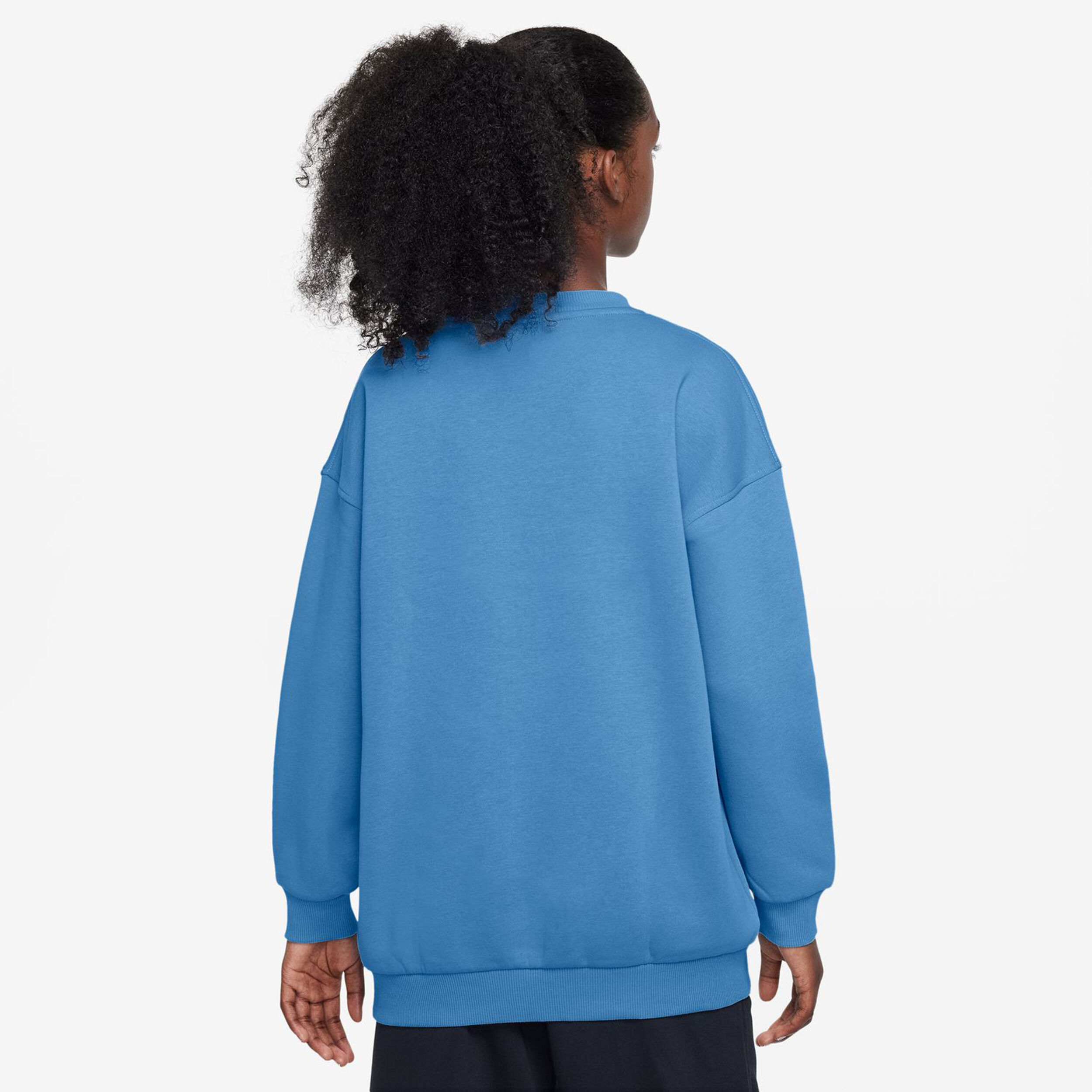 Nike Club Fleece Oversized Crew Sweat-shirt Filles - Bleu , Blanc