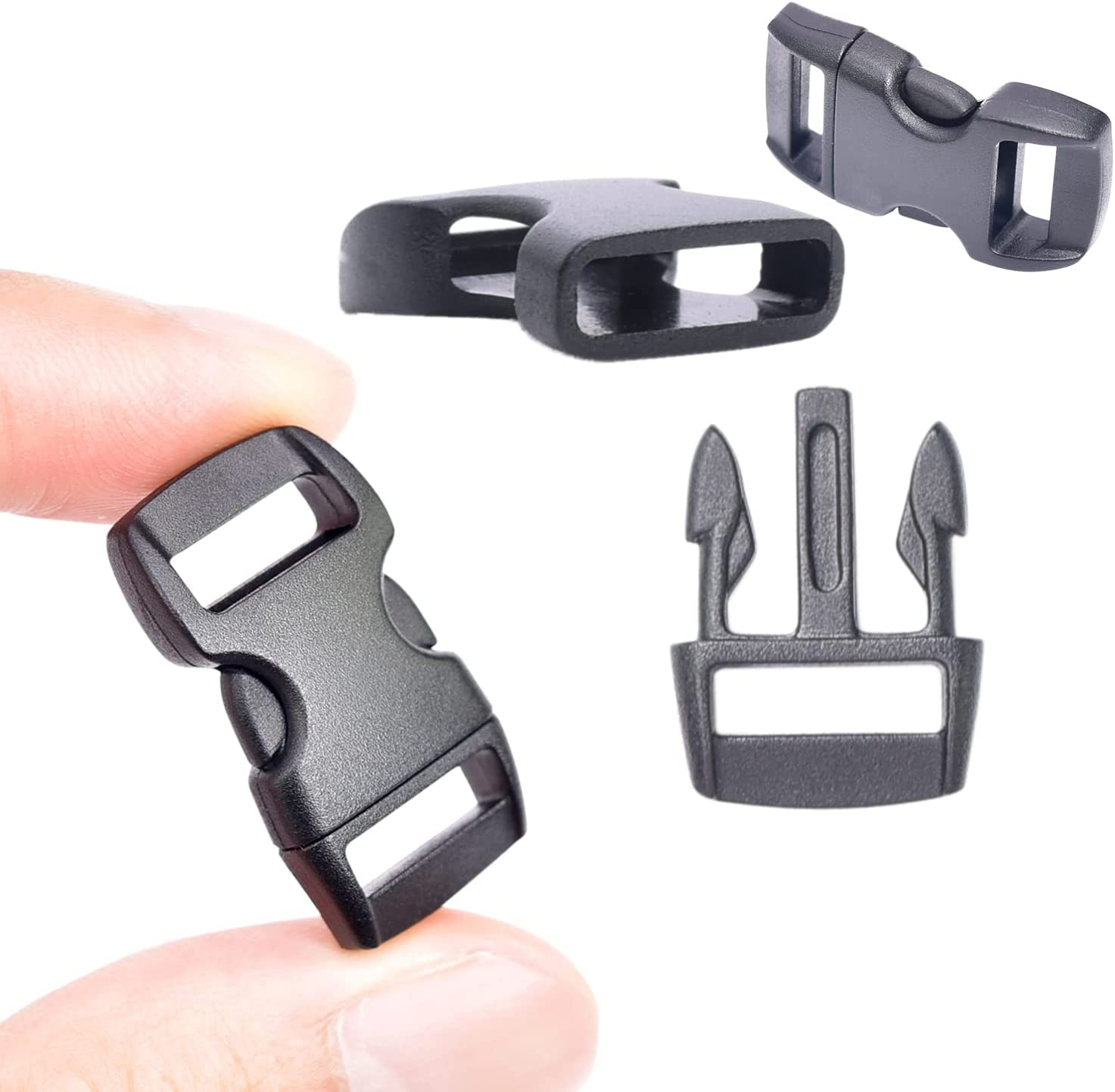 (10er Set) 25mm Mini Ersatz Klick Verschluss Steck Schnalle für Gurt / Rucksack / Halsband - Assortiert