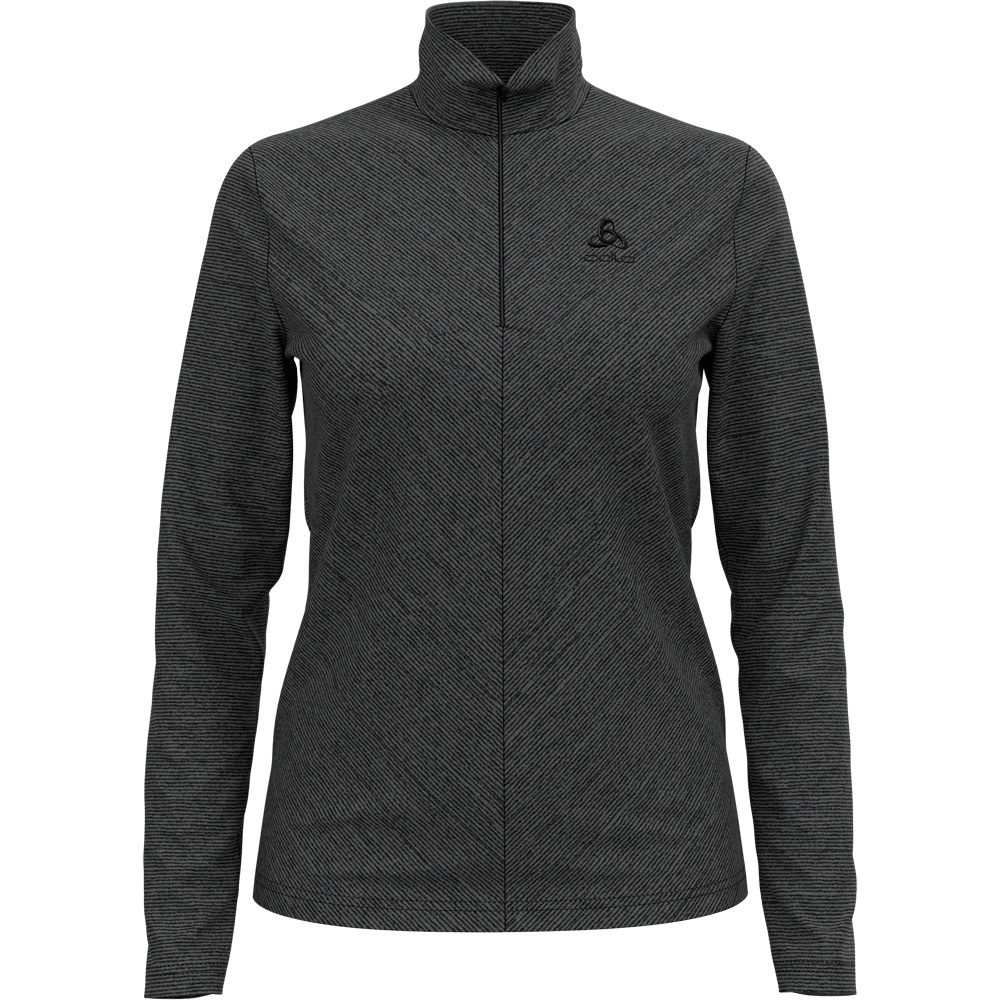 Odlo Roy 1/2 Zip Midlayer Damen shale grey black stripes